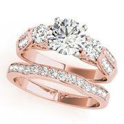 Elegant Three-Stone Round Diamond Engagement Ring in 10K/14K gold and platinum with certified lab-grown or natural diamonds