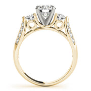 Elegant Three-Stone Round Diamond Engagement Ring in 10K/14K gold and platinum with certified lab-grown or natural diamonds