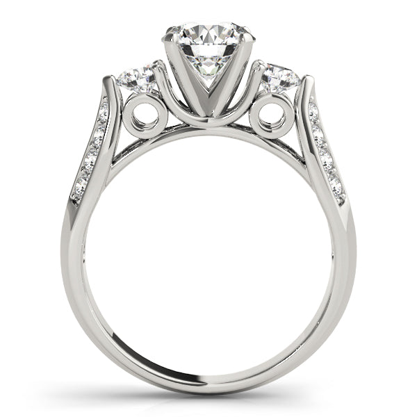 Elegant Three-Stone Round Diamond Engagement Ring in 10K/14K gold and platinum with certified lab-grown or natural diamonds