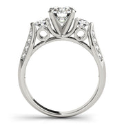 Elegant Three-Stone Round Diamond Engagement Ring in 10K/14K gold and platinum with certified lab-grown or natural diamonds