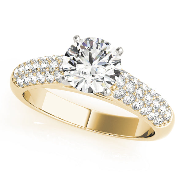 Heirloom Pave Round Diamond Engagement Ring in 10K/14K gold and platinum with certified lab-grown or natural diamonds