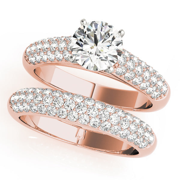 Heirloom Pave Round Diamond Engagement Ring in 10K/14K gold and platinum with certified lab-grown or natural diamonds