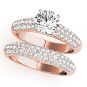 Heirloom Pave Round Diamond Engagement Ring in 10K/14K gold and platinum with certified lab-grown or natural diamonds