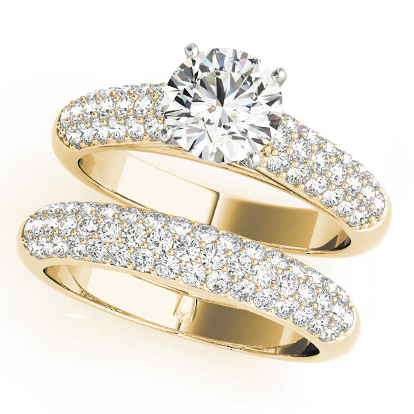 Heirloom Pave Round Diamond Engagement Ring in 10K/14K gold and platinum with certified lab-grown or natural diamonds