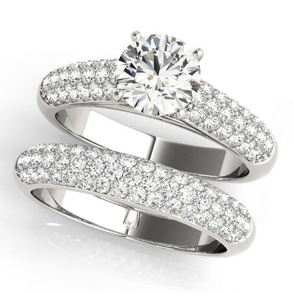 Heirloom Pave Round Diamond Engagement Ring in 10K/14K gold and platinum with certified lab-grown or natural diamonds