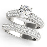 Heirloom Pave Round Diamond Engagement Ring in 10K/14K gold and platinum with certified lab-grown or natural diamonds