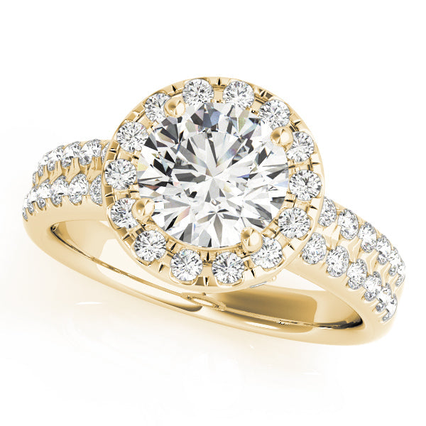 Artisan Halo Round Diamond Engagement Ring in 10K/14K gold and platinum with certified lab-grown or natural diamonds