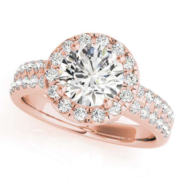 Artisan Halo Round Diamond Engagement Ring in 10K/14K gold and platinum with certified lab-grown or natural diamonds