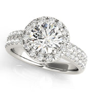 Artisan Halo Round Diamond Engagement Ring in 10K/14K gold and platinum with certified lab-grown or natural diamonds