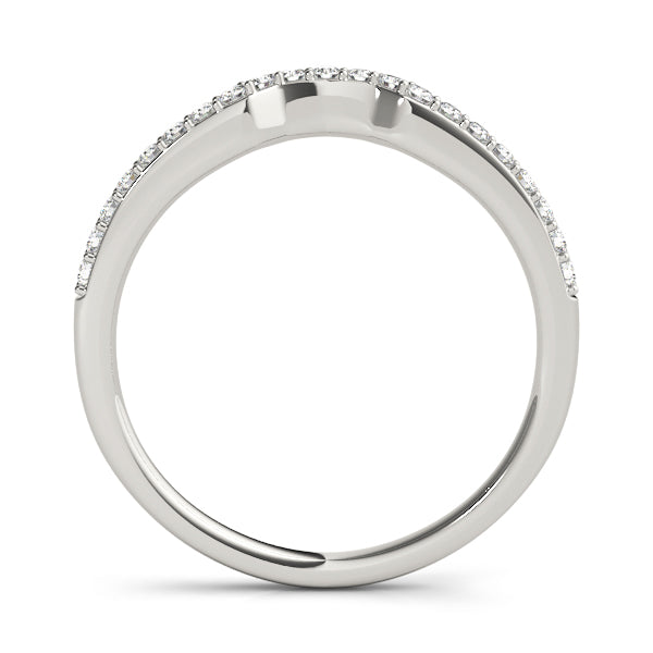 Curved Bands Half Eternity Ring in Gold & Platinum