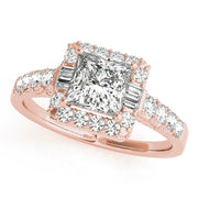 Pristine Halo Princess Diamond Engagement Ring in 10K/14K gold and platinum with certified lab-grown or natural diamonds