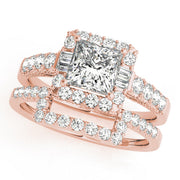 Pristine Halo Princess Diamond Engagement Ring in 10K/14K gold and platinum with certified lab-grown or natural diamonds
