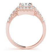 Pristine Halo Princess Diamond Engagement Ring in 10K/14K gold and platinum with certified lab-grown or natural diamonds