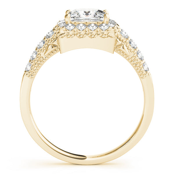 Pristine Halo Princess Diamond Engagement Ring in 10K/14K gold and platinum with certified lab-grown or natural diamonds