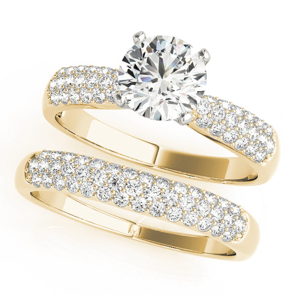 Devoted Pave Round Diamond Engagement Ring in 10K/14K gold and platinum with certified lab-grown or natural diamonds