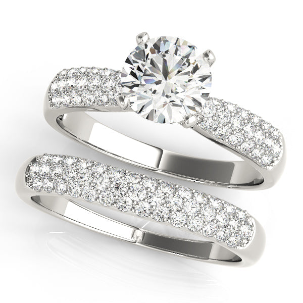 Devoted Pave Round Diamond Engagement Ring in 10K/14K gold and platinum with certified lab-grown or natural diamonds