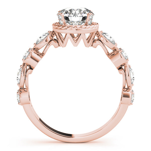 Vintage-Inspired Cluster Sides Round Diamond Engagement Ring in 10K/14K gold and platinum with certified lab-grown or natural diamonds