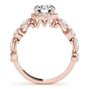 Vintage-Inspired Cluster Sides Round Diamond Engagement Ring in 10K/14K gold and platinum with certified lab-grown or natural diamonds