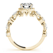 Vintage-Inspired Cluster Sides Round Diamond Engagement Ring in 10K/14K gold and platinum with certified lab-grown or natural diamonds