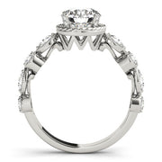 Vintage-Inspired Cluster Sides Round Diamond Engagement Ring in 10K/14K gold and platinum with certified lab-grown or natural diamonds