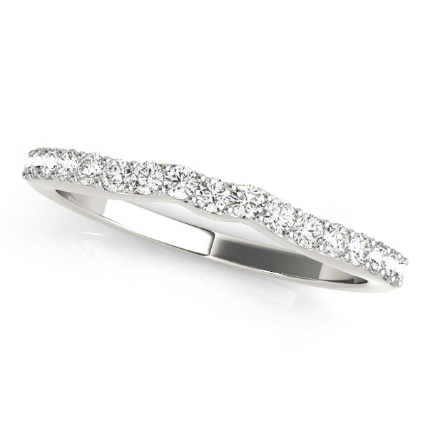 Shared Prong Curved Half Eternity Ring in Gold & Platinum