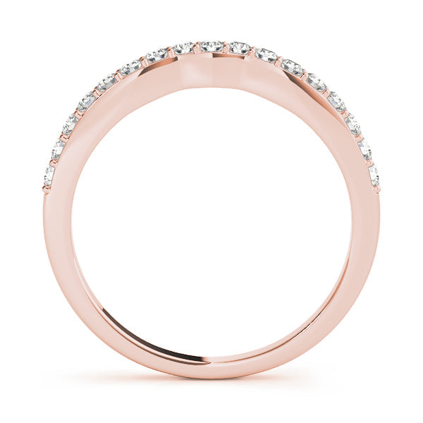 Shared Prong Curved Half Eternity Ring in Gold & Platinum