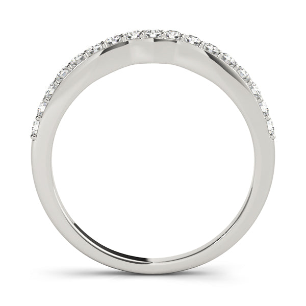 Shared Prong Curved Half Eternity Ring in Gold & Platinum