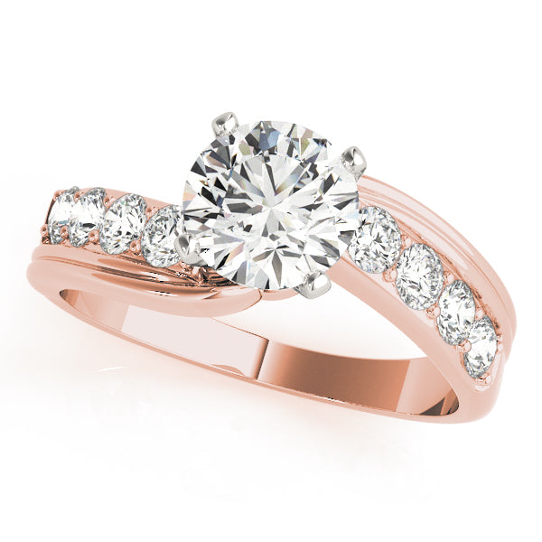 Radiant Bypass Round Diamond Engagement Ring in 10K/14K gold and platinum with certified lab-grown or natural diamonds