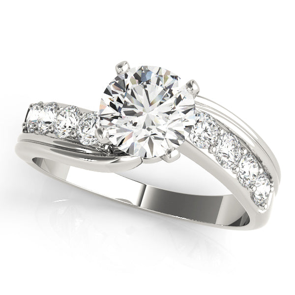 Radiant Bypass Round Diamond Engagement Ring in 10K/14K gold and platinum with certified lab-grown or natural diamonds