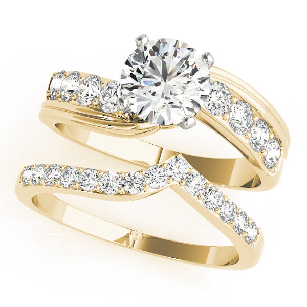 Radiant Bypass Round Diamond Engagement Ring in 10K/14K gold and platinum with certified lab-grown or natural diamonds