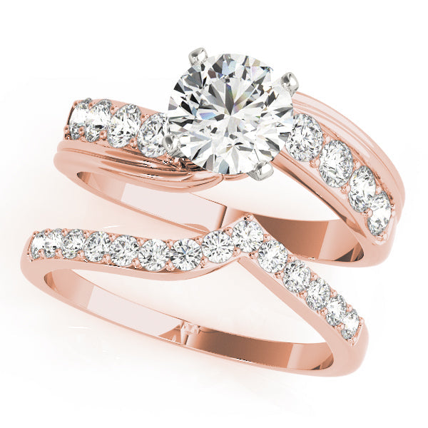 Radiant Bypass Round Diamond Engagement Ring in 10K/14K gold and platinum with certified lab-grown or natural diamonds