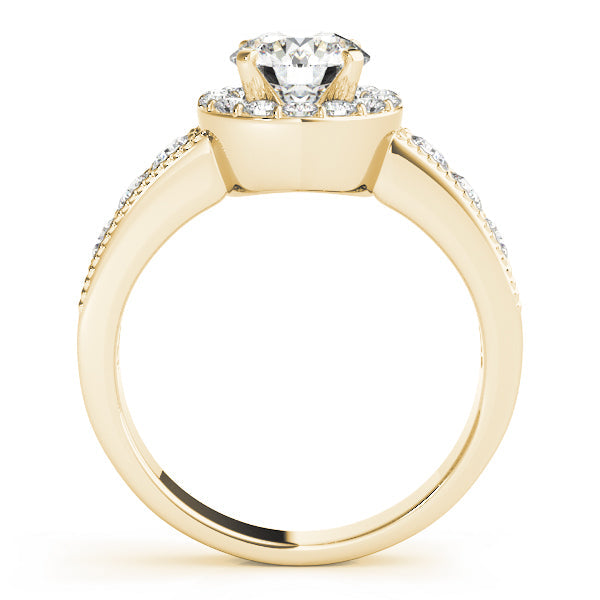 Brilliant Halo Round Diamond Engagement Ring in 10K/14K gold and platinum with certified lab-grown or natural diamonds