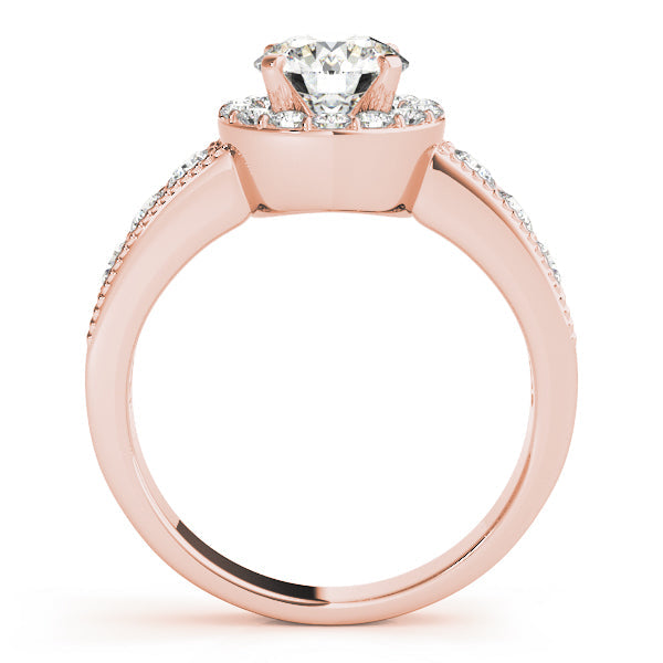 Brilliant Halo Round Diamond Engagement Ring in 10K/14K gold and platinum with certified lab-grown or natural diamonds