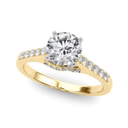 Sculpted Channel-Set Round Diamond Engagement Ring in 10K/14K gold and platinum with certified lab-grown or natural diamonds