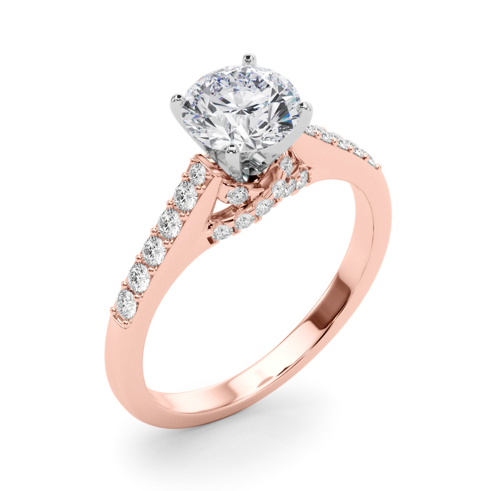 Sculpted Channel-Set Round Diamond Engagement Ring in 10K/14K gold and platinum with certified lab-grown or natural diamonds