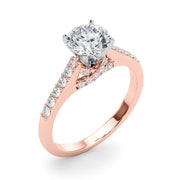 Sculpted Channel-Set Round Diamond Engagement Ring in 10K/14K gold and platinum with certified lab-grown or natural diamonds
