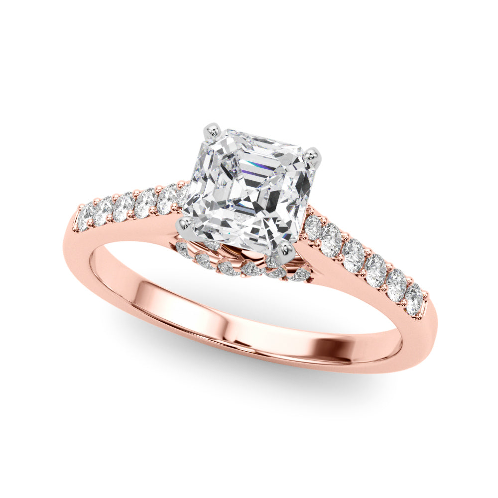 Sculpted Channel-Set Round Diamond Engagement Ring in 10K/14K gold and platinum with certified lab-grown or natural diamonds