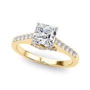 Sculpted Channel-Set Round Diamond Engagement Ring in 10K/14K gold and platinum with certified lab-grown or natural diamonds