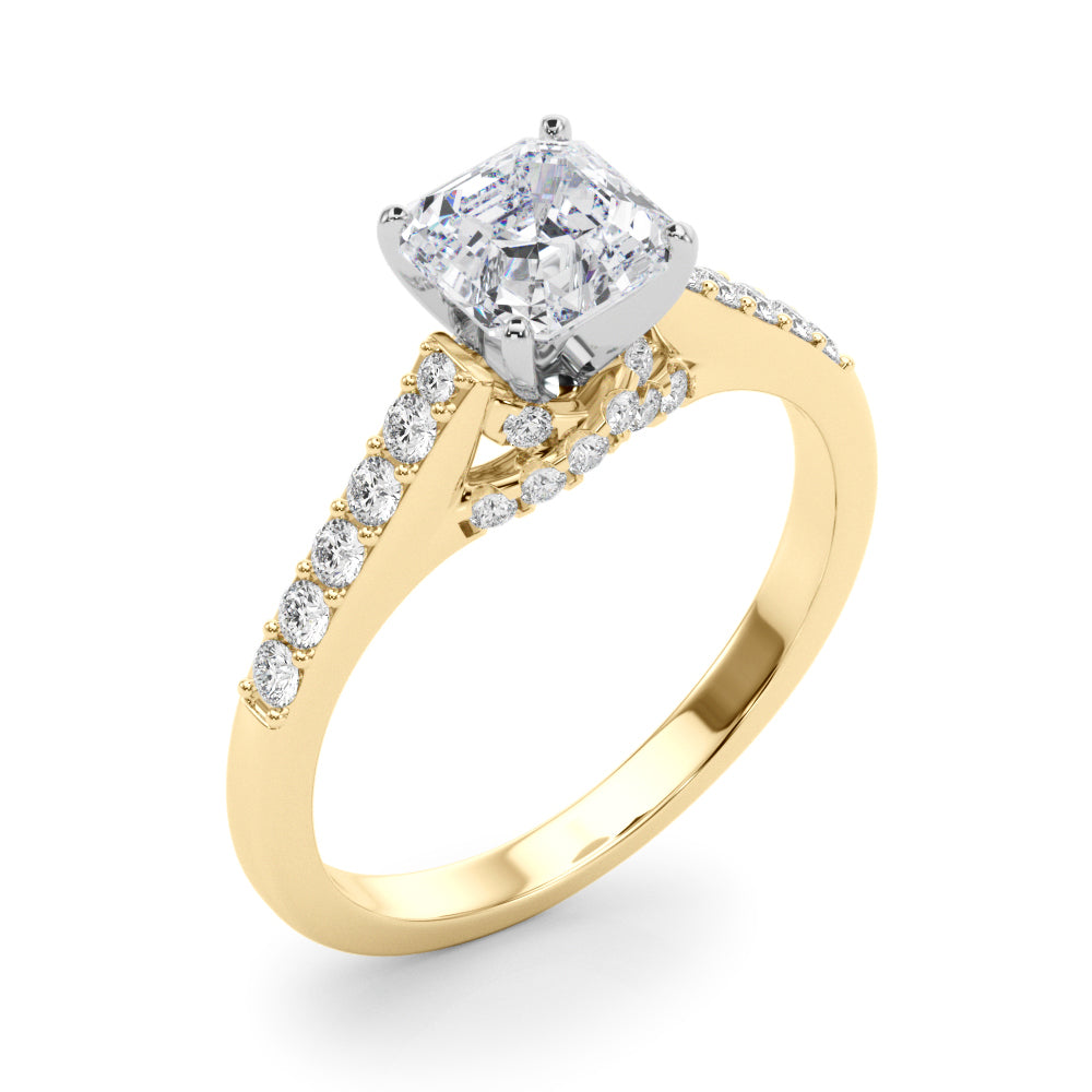 Sculpted Channel-Set Round Diamond Engagement Ring in 10K/14K gold and platinum with certified lab-grown or natural diamonds