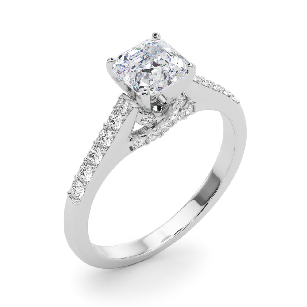 Sculpted Channel-Set Round Diamond Engagement Ring in 10K/14K gold and platinum with certified lab-grown or natural diamonds