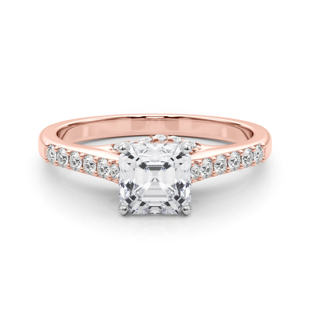 Sculpted Channel-Set Round Diamond Engagement Ring in 10K/14K gold and platinum with certified lab-grown or natural diamonds