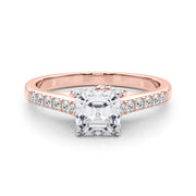 Sculpted Channel-Set Round Diamond Engagement Ring in 10K/14K gold and platinum with certified lab-grown or natural diamonds