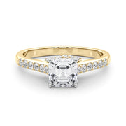 Sculpted Channel-Set Round Diamond Engagement Ring in 10K/14K gold and platinum with certified lab-grown or natural diamonds