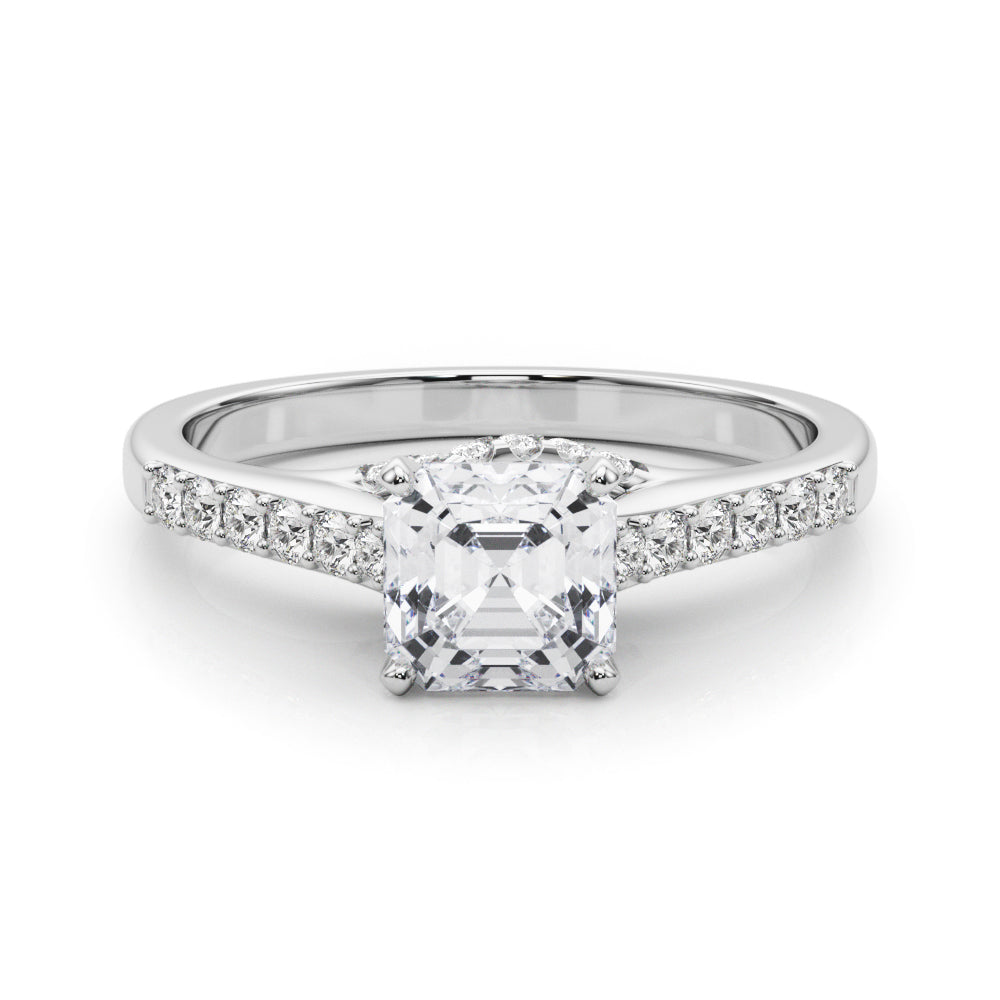 Sculpted Channel-Set Round Diamond Engagement Ring in 10K/14K gold and platinum with certified lab-grown or natural diamonds