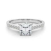 Sculpted Channel-Set Round Diamond Engagement Ring in 10K/14K gold and platinum with certified lab-grown or natural diamonds
