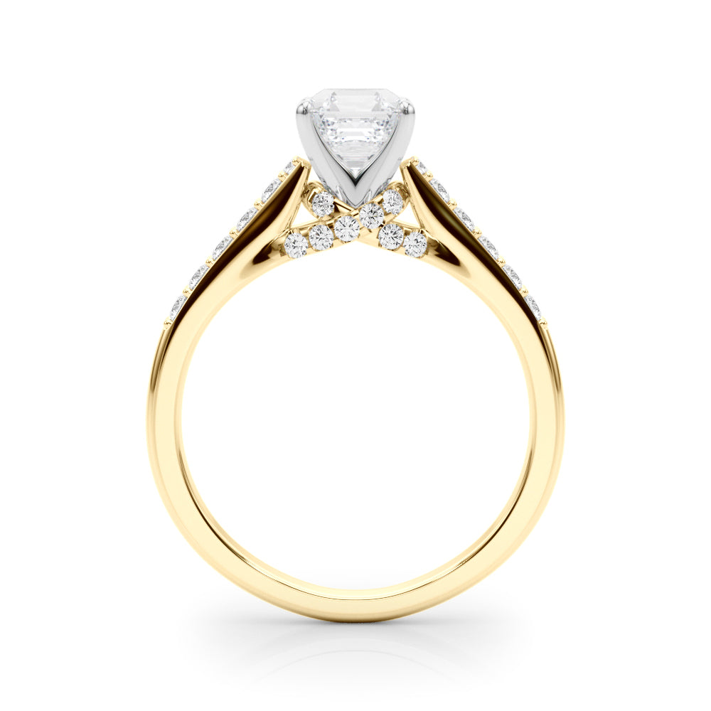 Sculpted Channel-Set Round Diamond Engagement Ring in 10K/14K gold and platinum with certified lab-grown or natural diamonds