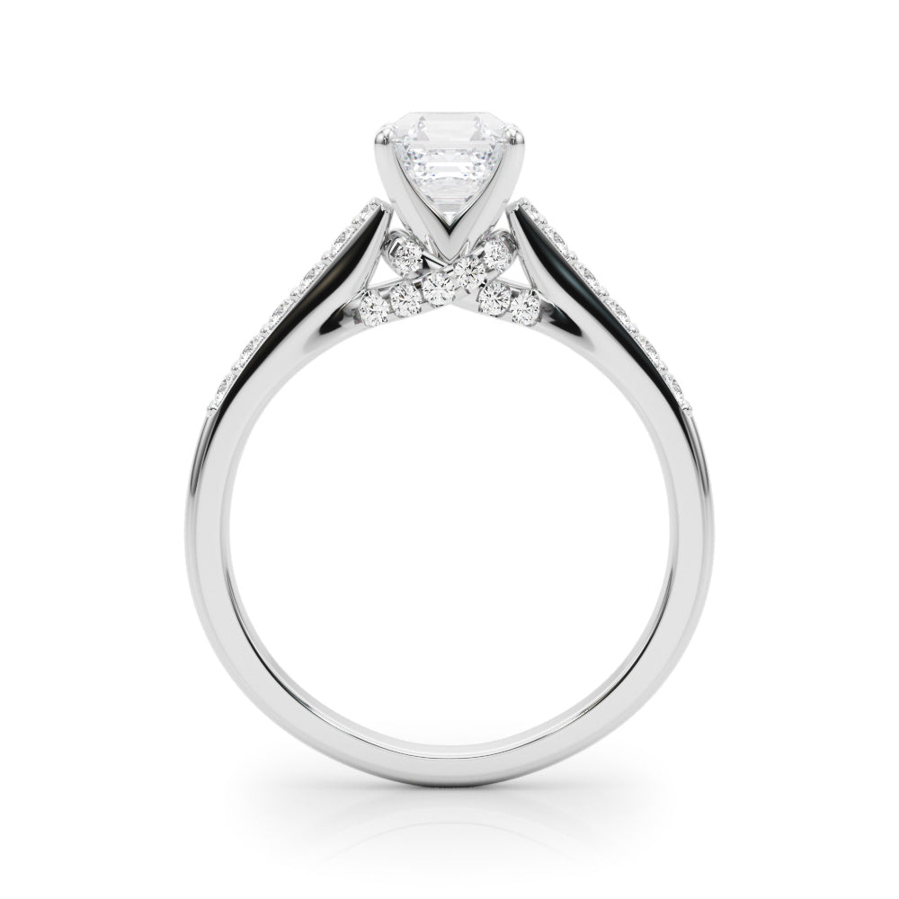 Sculpted Channel-Set Round Diamond Engagement Ring in 10K/14K gold and platinum with certified lab-grown or natural diamonds