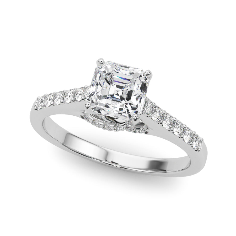 Sculpted Channel-Set Round Diamond Engagement Ring in 10K/14K gold and platinum with certified lab-grown or natural diamonds