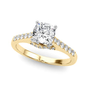 Sculpted Channel-Set Round Diamond Engagement Ring in 10K/14K gold and platinum with certified lab-grown or natural diamonds