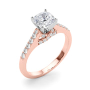 Sculpted Channel-Set Round Diamond Engagement Ring in 10K/14K gold and platinum with certified lab-grown or natural diamonds